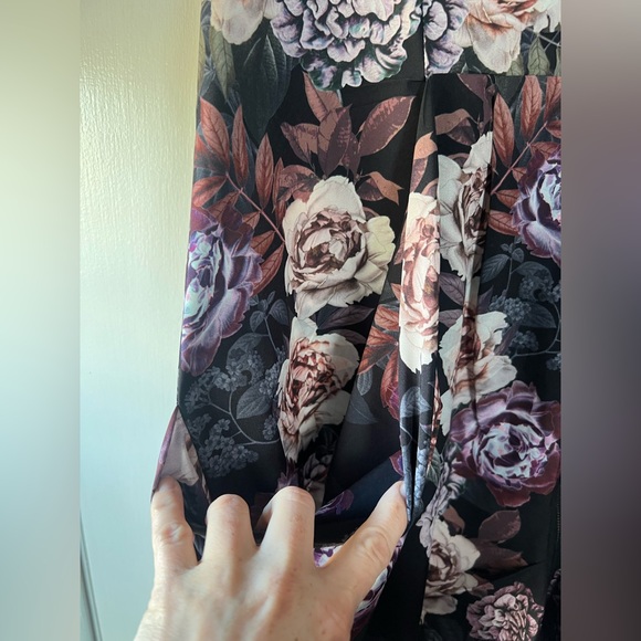 City Chic Zip Front Dress Tunic Highland Mirror Bold Floral Ruched Side Size 16 - Picture 9 of 12